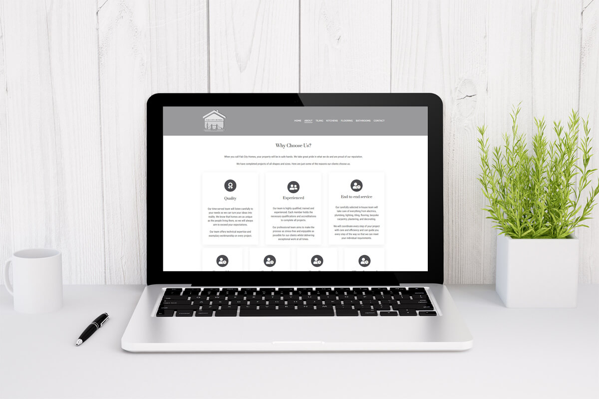 Web design and build for Fab City Homes - Based in Kingston and covering Richmond, JJ Solutions provided a WordPress solution for their website
