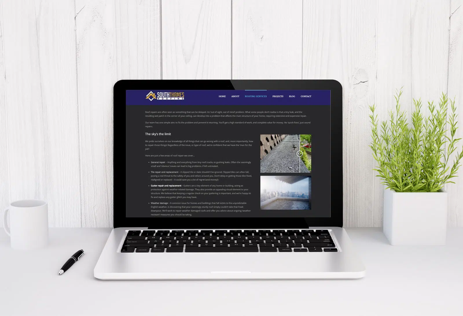 WordPress design and build for roofing company in Surbiton